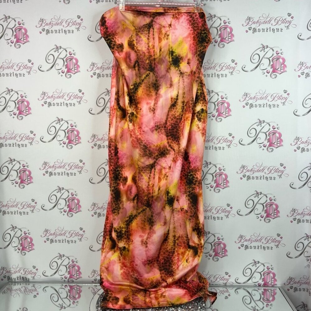 SHEIN BAE dress new with Tags cheetah tie dye yellow White and Pink Fabric